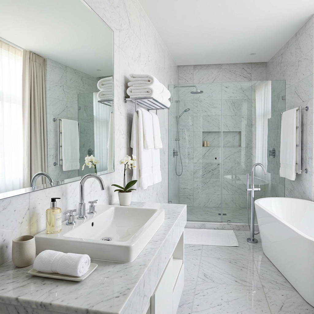 Gleaming bathroom after professional cleaning service