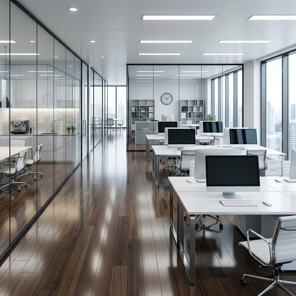 Spotless office after corporate cleaning service